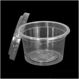 CONTENURS DIGNABLES DISPOSables Clear Portion en plastique diposable Cups Small Mini pour contrôler Jello SS Souffle avec livraison de couvercle Ho Dhavo