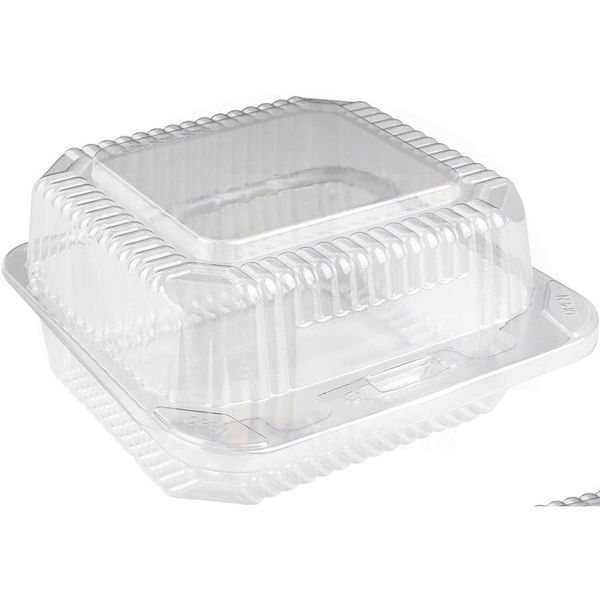 Conteneurs jetables à emporter Plateaux à emporter en plastique à clapet Dessert Récipient alimentaire à charnière Boîtes à emporter pour salades Sandwiches à pâtes Dhqba