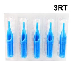 Puntas de tatuaje desechables Color azul 3RT Puntas redondas Punta de boquilla preesterilizada Para agujas de tatuaje 3RL 3RS 100pcs / lot