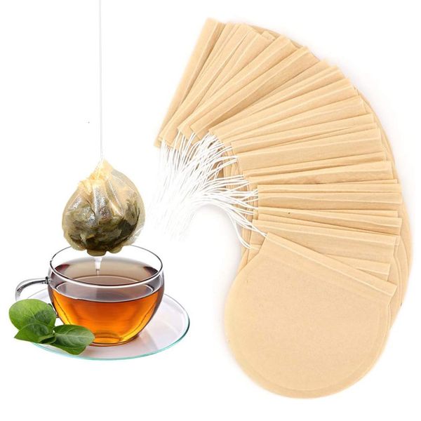 Sachets filtrants à thé jetables, infuseur à thé naturel, sachet de thé rond à cordon, sachets vides pour thé en feuilles mobiles LX6177