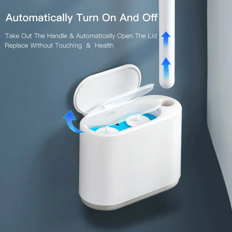 Wegwerp toiletborstelhouder met reiniging voor badkamer toilet wandmontage vervangende borstel koptoiletborstel reiniger set