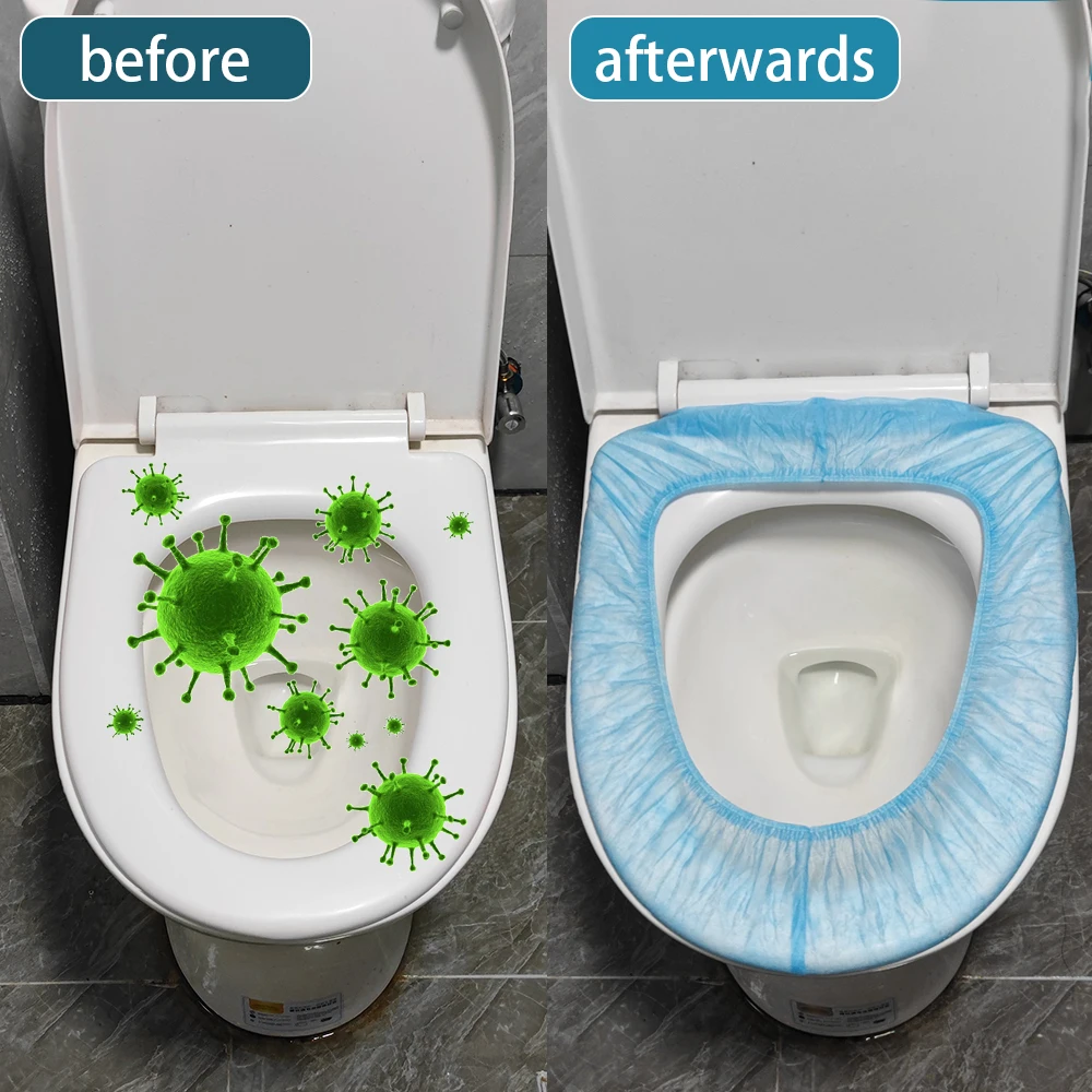 Engångs toalettstolskydd som inte är vävt tyg toalettmatta vattentäta toalett papper kuddar bärbara resehotellbadrumstillbehör