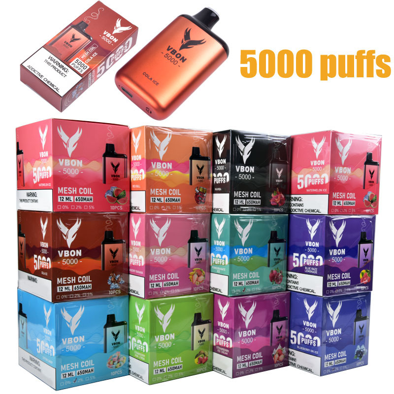 Disposable Vape e cigarette VBON 5000 Puffs 0% 2% 5% Disposable E-cigarettes Pen Device Stick Kit 12ml