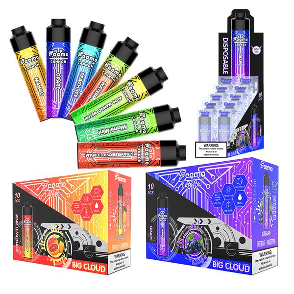 Vape desechable UE Vendedor caliente Feemo Cannon cigarrillo electrónico desechable 18 ml e-cig Big Cloud como vape mod puff con 0.8% nic e-juice precio de fábrica al por mayor