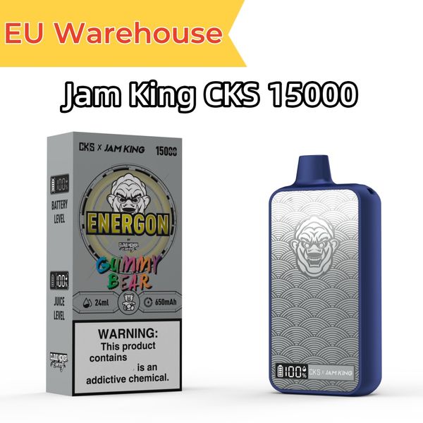 Vape jetable Jam King CKS ENERGON 15K vape desechable 12 saveurs 24 ml E-Liquide jetable E cigarette écran LED USB-C gros feuilleté 15000