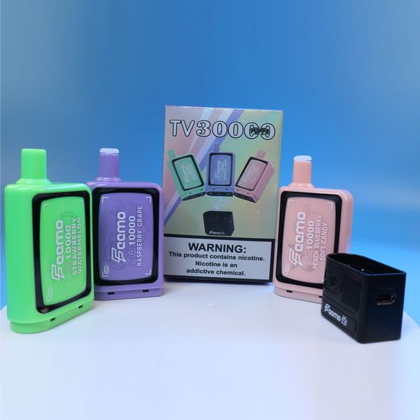 Kit de vapeo desechable Kit de 30000 inhalaciones Pod desechable Puff 30000 Vape Mod Feemovape TV Cigarrillo electrónico Caja de vapeo 60ML e-jugo Cable tipo C Batería recargable