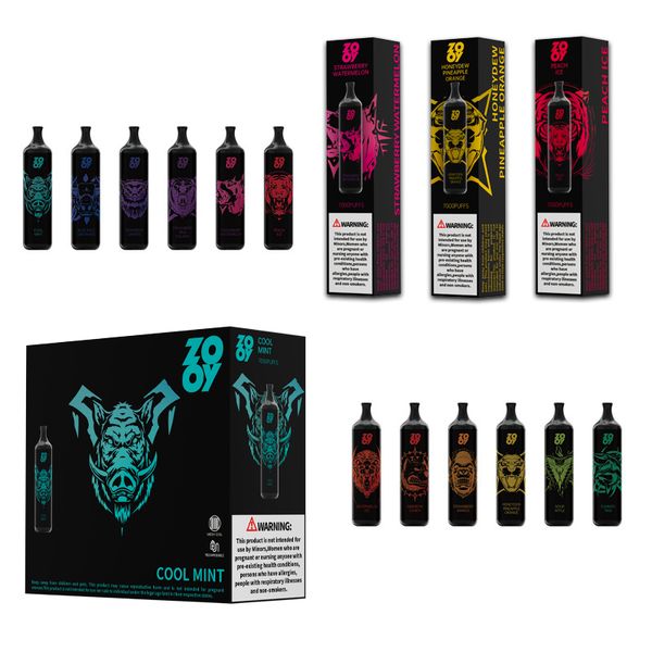 Vapes Puff desechable 7K Zooy King Mesh Coil 7000 Puffs Puff 0% 2% 5% Pod Puff E Dispositivos de cigarrillos Batería recargable 850mAh 16ml Kit de caja de cartucho precargado