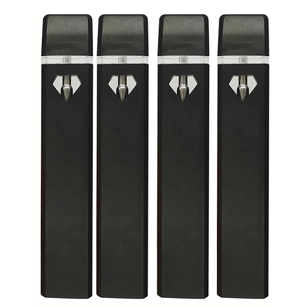 Stylo Vape jetable 1 ml Chariots E-cigarette Épais Pods d'huile Stylos à fenêtre en diamant plat Vide Batterie rechargeable 280 mAh Vaporisateur à bobine en céramique Logo personnalisé Emballage OEM