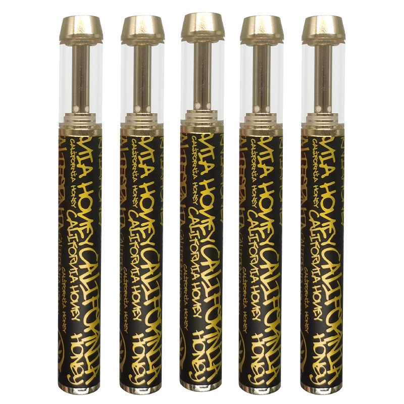 Disposable Vape Pen California Honey E Cigarettes Starter Kits 400mAh Rechargeable Vapes Battery 1ML Empty Oil Vaporizer Pens Round Tip with QR Sticers