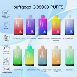 Vape desechable Puffgogo G0 8000 Puffs Buff 8k 16ml Precargado 550 mAh Pen recargable 5% Hay almacenes en los Estados Unidos.