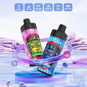 Wegwerpvape RAZZ BAR 10000 Rookwolken oplaadbaar Wegwerpvape-pen sigaret Vape-apparaat 16 smaken 650 mah Batterij 20 ml Cartridge Starterkit eu-magazijn