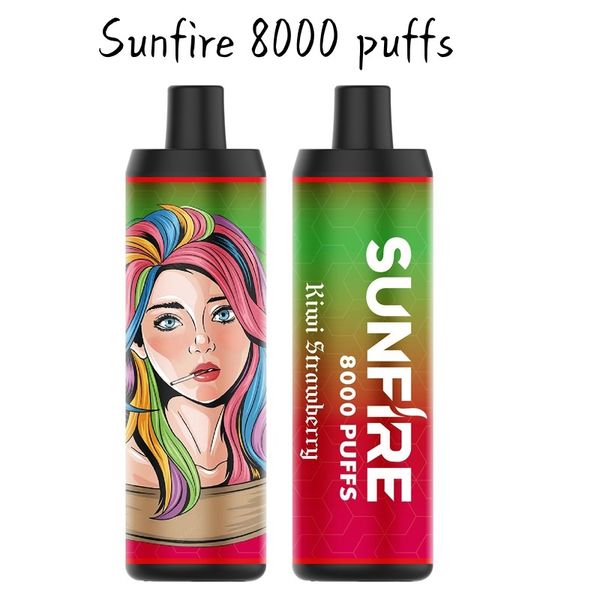 Vape desechable Sunfire 8000 Puffs al por mayor Ecig Ecig Pen, cigarrillo electrónico de 600 mAh batería 18 ml Eliquid Ajuste de aire ajustable Fabricante 6000 Fabricante