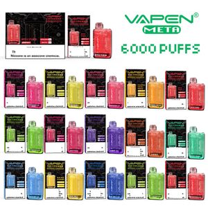 Vape desechable VAPEN META 6000 Puffs 6000 Cigarrillos electrónicos desechables Vape Pen 13,5 ml Cartucho de vainas precargadas 550 mAh Batería recargable vapes