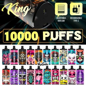 Vapes desechables 10000 9000 Puff Vapsolo King Cigarrillos electrónicos Desechables 2% 5% Nic 10K 9K POLO COLO MESH CONTROL DE AIRE FLUJO 20 SABORES SHISHA RECARGABLE