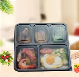 Wegwerp 1000 ml 1500 ml Plastic Dinner Boxes 5Compartment Food Lunch Storage Holoder 2 kleuren UIT DOOS AFBEELD 200 SETSLOT4015532