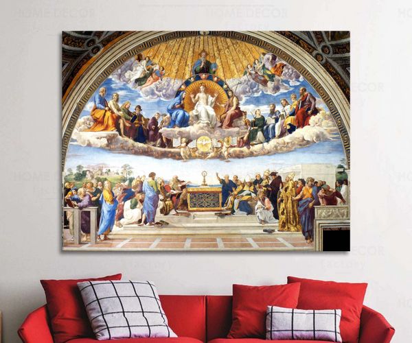 Disputa fresco Saint Sacrement ancienne fresque décor mural religieux art classique toile italienne affiche