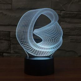 Vervormde ruimte 3D abstracte visie Verbazingwekkende optische illusie 3D-effect 7 kleur veranderende Touch Botton LED-licht Tafellamp Nacht Lig290b