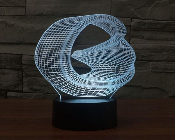 Espacio distorsionado Visión abstracta 3D Increíble ilusión óptica Efecto 3D 7 colores que cambian el botón táctil Luz LED Lámpara de mesa Noche Lig5102787