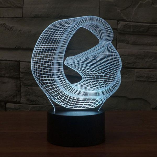 Espacio distorsionado 3D Visión abstracta Ilusión óptica increíble Efecto 3D 7 Color Changing Touch Touch LED Table de luz Lámpara Lig1980