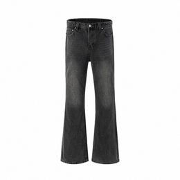 Distred Micro Rode Modder Geverfde Boot Cut Jeans Unisex Straight Y2k Pantales Hombre Casual Wed Denim Broek Oversized 39T4 #