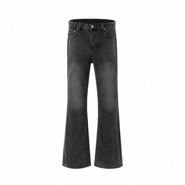 Distred Micro Red Mud Dyed Boot Cut Jeans Unisex Straight Y2k Pantales Hombre Casual Wed Denim Pantalones de gran tamaño 39T4 #