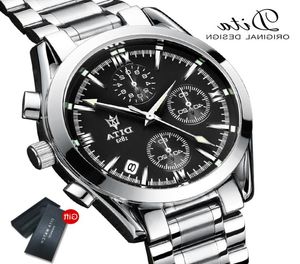 DitaWatch New Fashion Mens -horloges met roestvrijstalen topmerk luxe sport chronograph Quartz Watch Men Men Relogio Masculino2849315