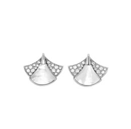 Boucles d'oreilles pendantes de créateur en forme d'éventail Diva pour femme diamant Blanc Fritillaria reproductions officielles bijoux en cristal de mode style classique avec boîte 050