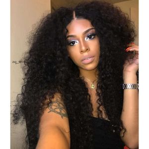 Diva1 250% Densidad HD Kinky Curly Full Natural Human Hair Wig Gruesa de encaje indio Peluces frontales para mujeres negras 73