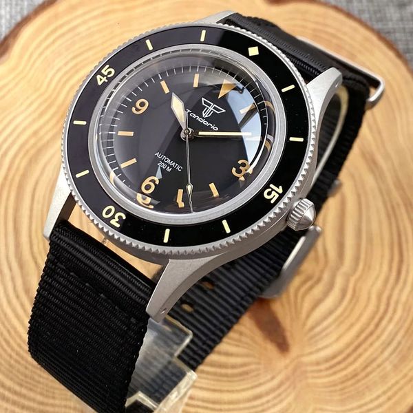 Dive Doled Sapphire Glass Vintage Fathoms Watch Diver Mechanical Men S NH35 Orange Hand Sandblast 240327