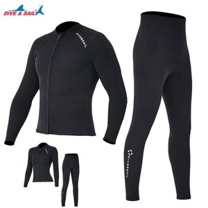 Dive sail 2mm Premium diving suit for men women wetwuit pants Split body jacketpants Neoprene Swimwear black keep Warm Black 240219