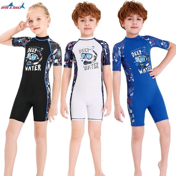 Dive Sail Upf 50 MAISON ONE PIÈCE ENFANTS CHEPLES CHELIS CHORD PLAQUE PIBLE PIOR ANTI UV RASH GURD LYCRA SESSAURES POUR GILL BOY ZIP Back 240416