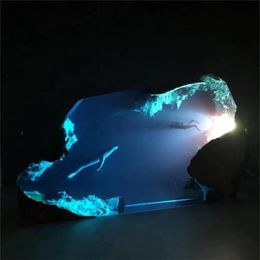 Diver en Humpback Whale-Grote Hars Wood Art Night Light, USB LED Light Woondecoratie Accessoires Room Decor 2111101