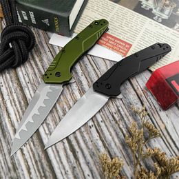 Dividend KS 1812OLCB Assisted Flipper Knife CPM-D2 Composiet Bead Straled Plain Blade Olijf aluminium handgrepen Outdoor Tacticals Defense Survival Tool Gifts 1660