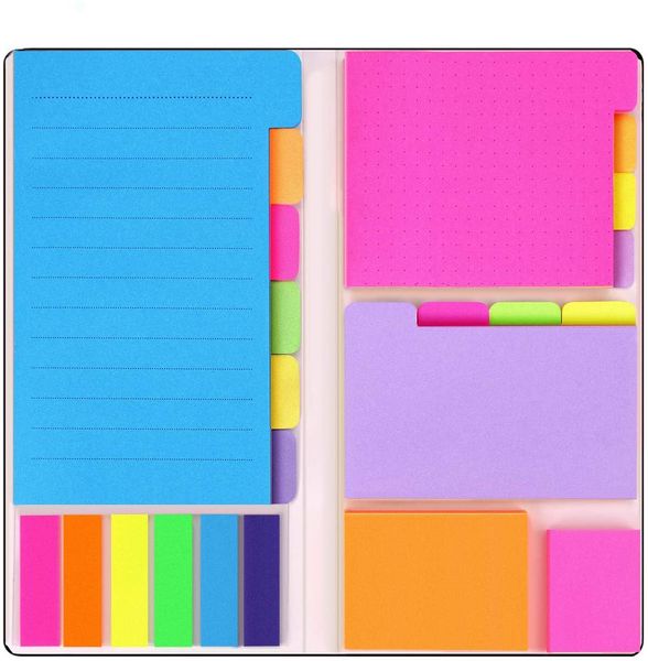 Divider Sticky Notes Set Memo Pad auto-adhésif Signet Scheduler Stickers Papier Stickers School Office Fournitures