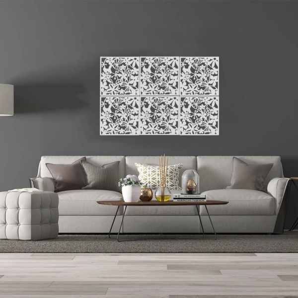 Diviseurs 12 pièces 40x40 cm écrans suspendus panneaux de séparation de salon cloison de séparation Art décoration de la maison bricolage blanc bois plastique autocollant mural