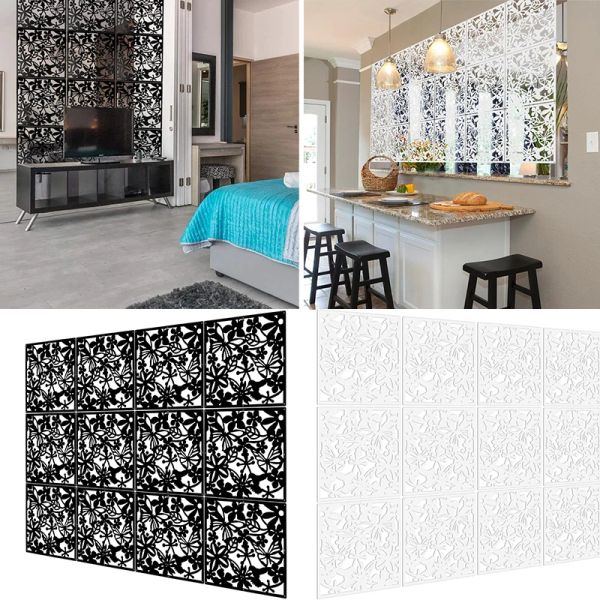 Separadores 12 piezas DIY PVC divisor de habitación colgante pared pantalla particiones separador colgante panel decorativo pantallas cortina hueca decoración artística