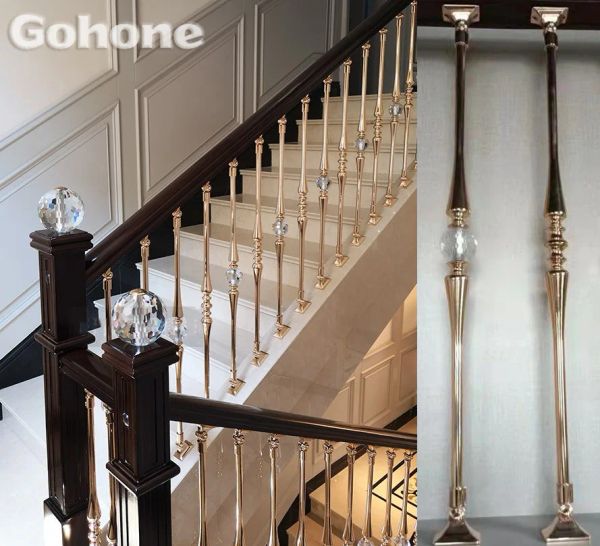 Divisores columna de aluminio columna de barandilla de hierro barandilla ann ensamblada accesorios de escalera de escalera en movimiento de estilo europeo lujo simple