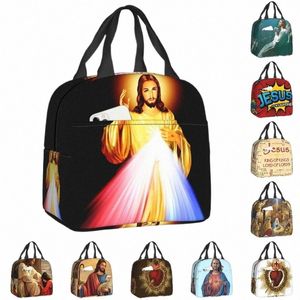 Divine Mercy Seigneur Jésus Je fais confiance en toi Sac à lunch thermique Femmes Jésus Portable Lunch Tote Multifuncti Food Box P0XR #