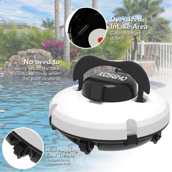 Accessoires de plongée Robot nettoyeur de piscine sans fil Aspirateur de natation Aspiration des eaux usées avec deux moteurs Stationnement automatique pour piscines à sol plat 230601