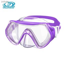 Duikaccessoires Findway Duiksnorkelmasker voor kinderen met neuskap Anti-condens/UV-bescherming 360 Vide Vision Zwembril voor jongens, meisjes, leeftijd 5-16 jaar YQ240119