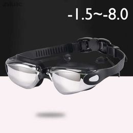 Accesorios de buceo Hombres Mujeres Silicona Revestimiento impermeable Claro Anti-niebla UV Miopía Gafas de natación Gafas Dioptrías Deportes Natación Gafas sin caja YQ240119