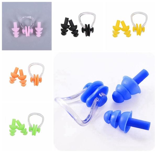 Poux d'oreille de plongée Clip de nez Suit en silicone en silicone en silicone Nez Clip d'oreille Plug Enfants Adulte Srow Diving Supplies Swimming 2893387