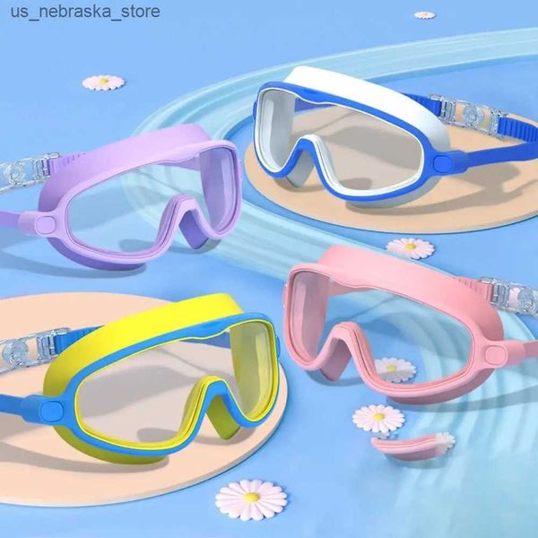 Gafas de buceo en marco grande gafas de natación de natación silicona anti antiniebla con orejas sobresalientes de visión en el campo de visión.