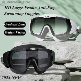 Lignes de plongée New Fashion Swimming Grad Frame Gradient Lens Anti Fog HD Adultof Adult Professional Silicone Glasses Q240410