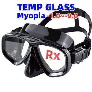 Masque de plongée optique à la myope en verre myopie en verre de natation googles verres trempés à courte lecture 240407