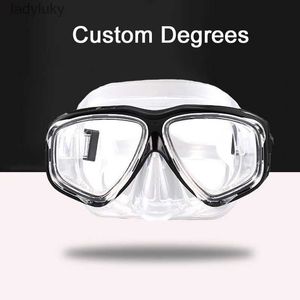 Diving Masks -1 To -8.5 Myopia Adults Silicone Large Frame HD Clear Anti Fog Diving Eyewear Masks Custom For Left Right Eyes Different DegreeL240122