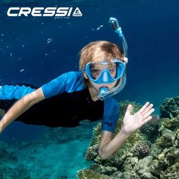Masques de plongée Cressi F1 Kids Diving Mask Mini Dry Snookel Set Mono Lens Small Size pour garçons Girls Y240410