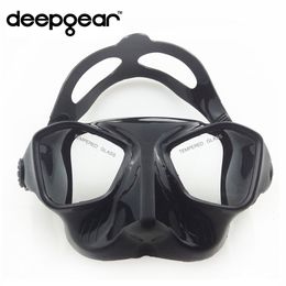 Duikmaskers DEEPGEAR Speervismasker met ultralaag volume Zwart siliconen vrijduikmasker Top Spear Fishing and Diving Gear Temperature Scuba Mask 230531