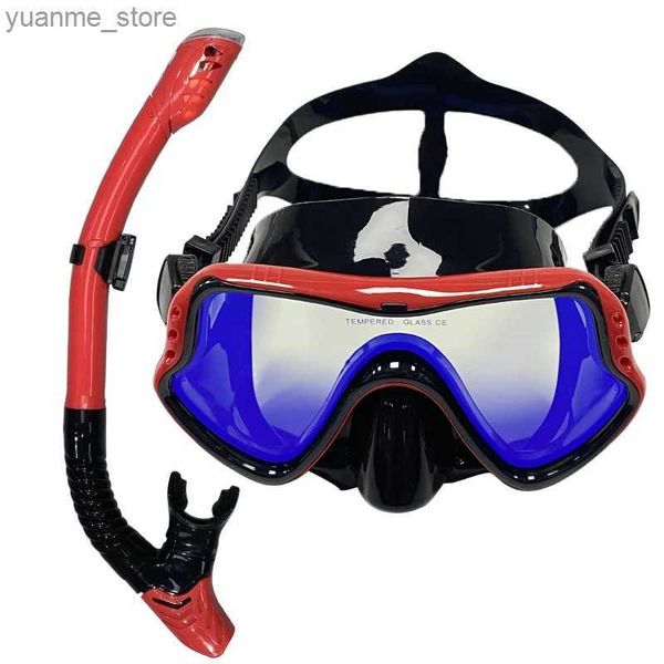 Máscaras de buceo máscara de buceo con cámara deportiva Electricplate Electroplate Glass Silicone Mask es segura y cómoda Y240410