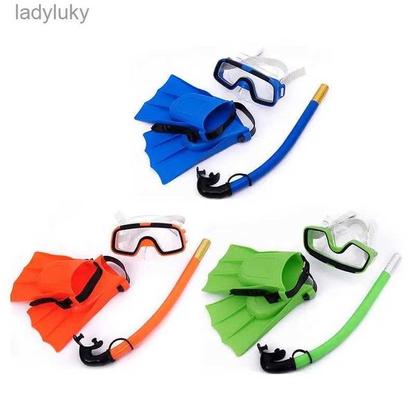 Masques de plongée Haute qualité 3 pièces ensemble lunettes de plongée de Type sec lunettes de plongée palmes de natation pour enfants enfants garçons et filles vente chaude L240122